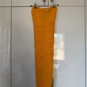 Elegant Yellow Ruched Skirt